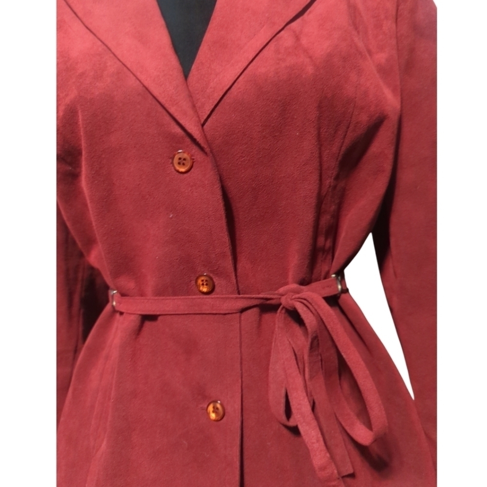 Vintage 70s Abe Schrader Microsuede Skirt Suit W/ Pockets - Picture 5 of 9
